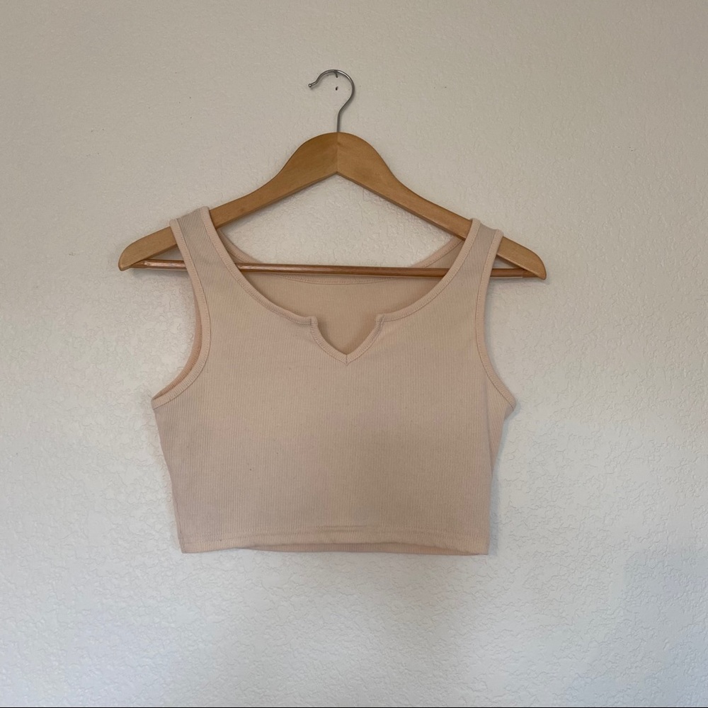 ROMWE creme crop tank top